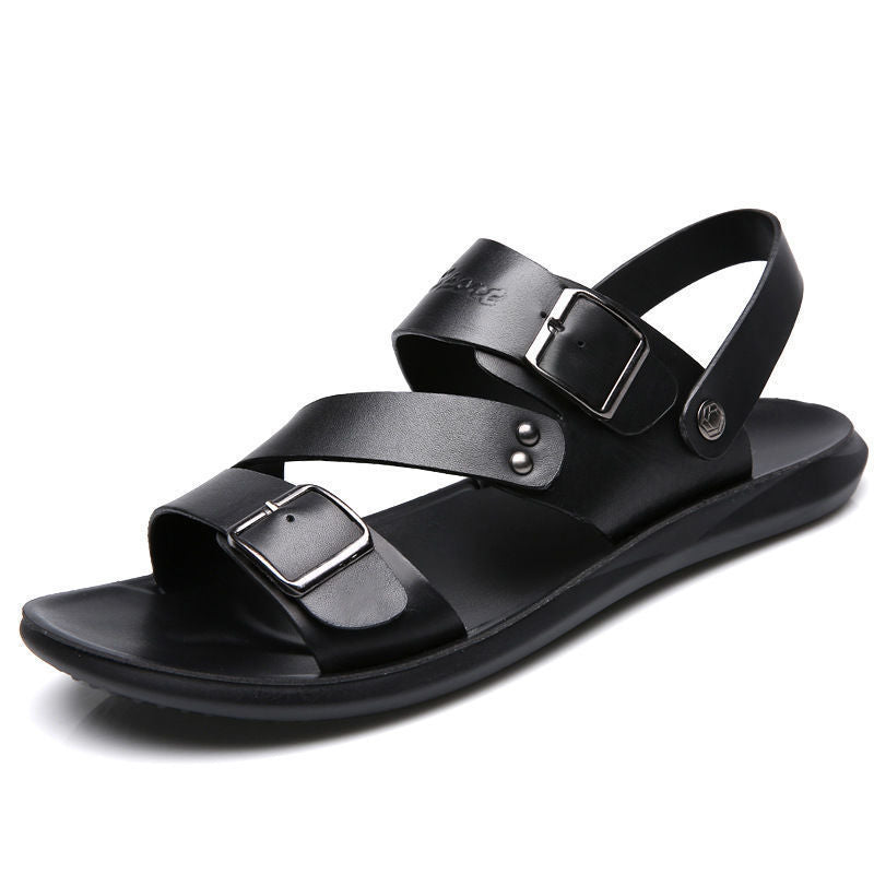 Tyler Sandales Homme – Sandales en Cuir Fendu avec Boucle Ajustable au Style Décontracté