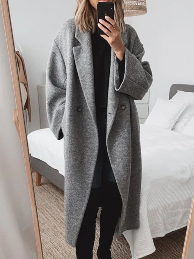 Emily Manteau Femme – Long en Laine Mélangée avec Coupe Oversize Élégante et Moderne