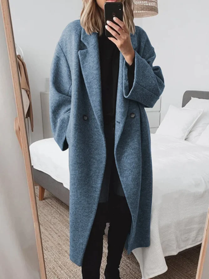 Emily Manteau Femme – Long en Laine Mélangée avec Coupe Oversize Élégante et Moderne