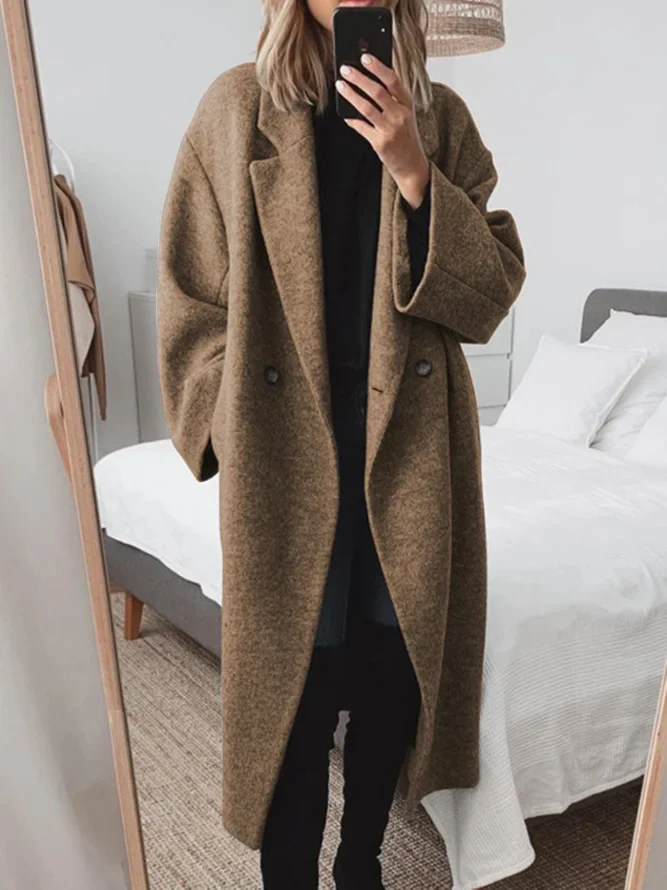 Emily Manteau Femme – Long en Laine Mélangée avec Coupe Oversize Élégante et Moderne