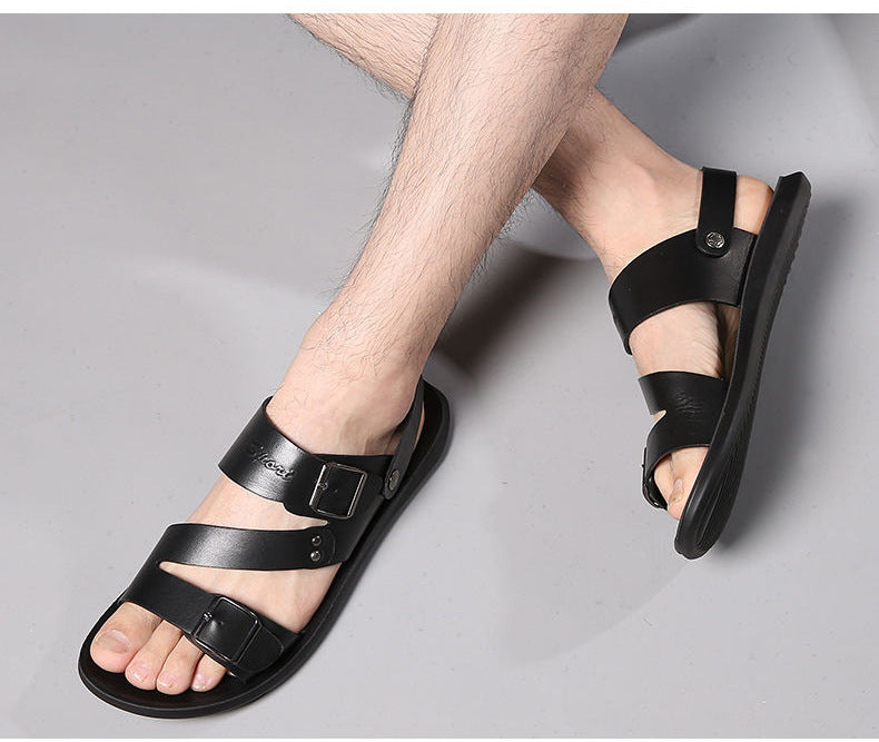 Tyler Sandales Homme – Sandales en Cuir Fendu avec Boucle Ajustable au Style Décontracté