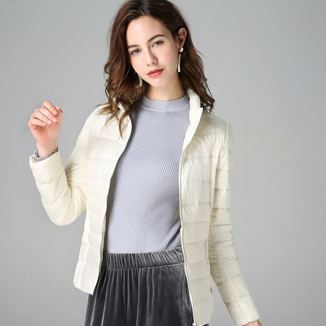 Rachel Veste Femme – Doudoune Ultra-Légère Imperméable avec Col Montant et Pochette de Rangement