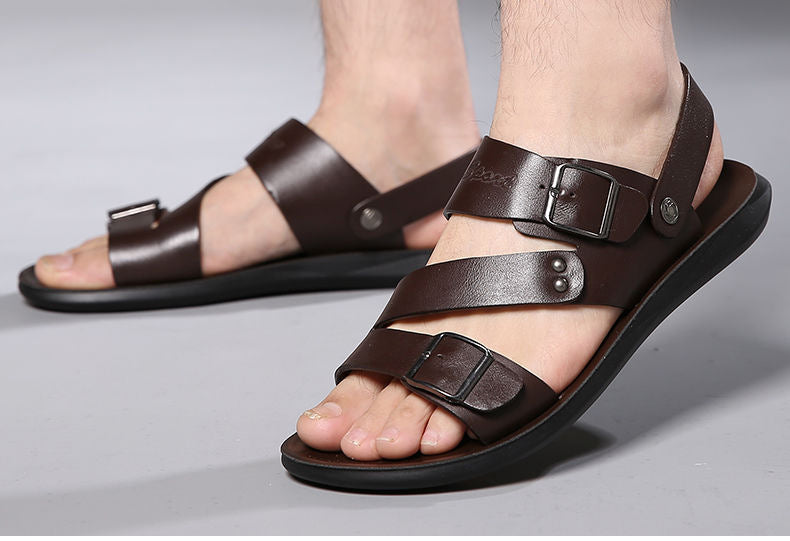 Tyler Sandales Homme – Sandales en Cuir Fendu avec Boucle Ajustable au Style Décontracté