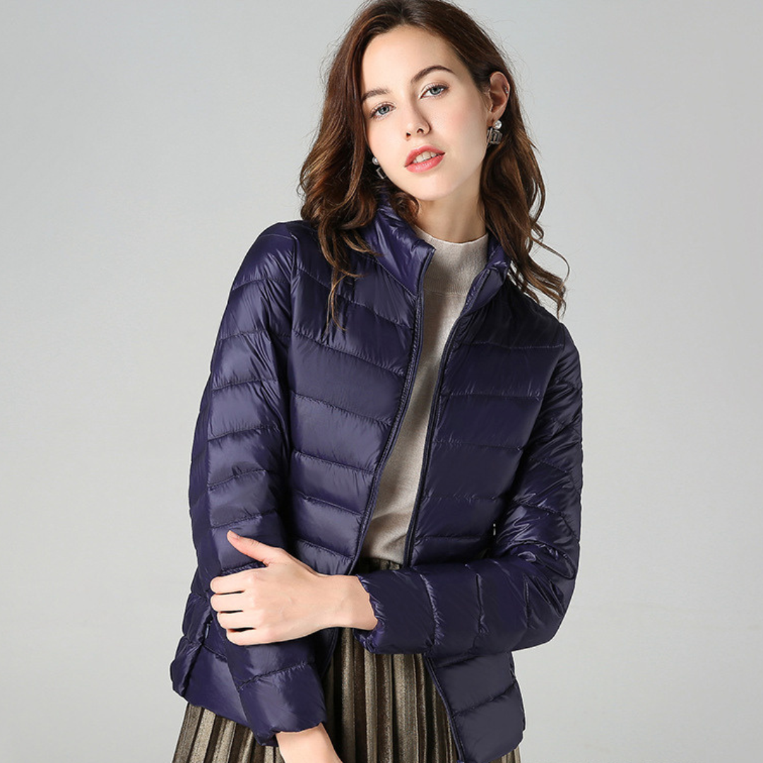 Rachel Veste Femme – Doudoune Ultra-Légère Imperméable avec Col Montant et Pochette de Rangement