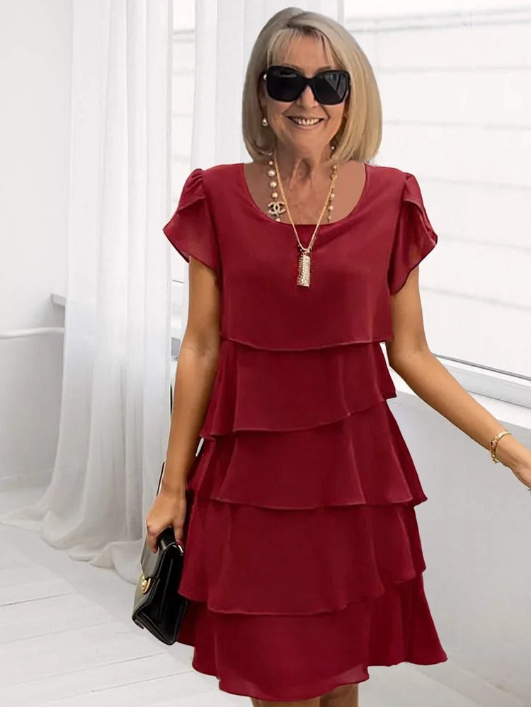 Whitney Robe Midi Femme – Robe en Chiffon Fluide avec Ourlet Asymétrique & Élégance Aérienne