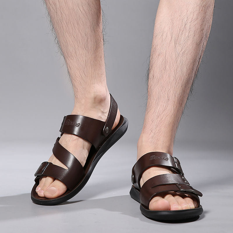 Tyler Sandales Homme – Sandales en Cuir Fendu avec Boucle Ajustable au Style Décontracté