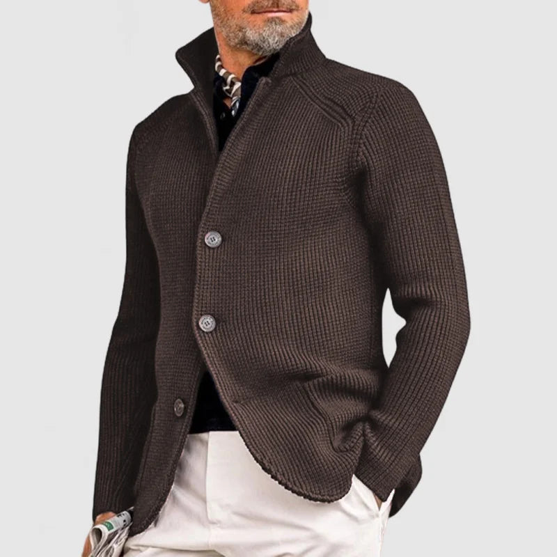 Jacob Veste Homme Élégante – Maille Texturée avec Col Montant & Coupe Moderne