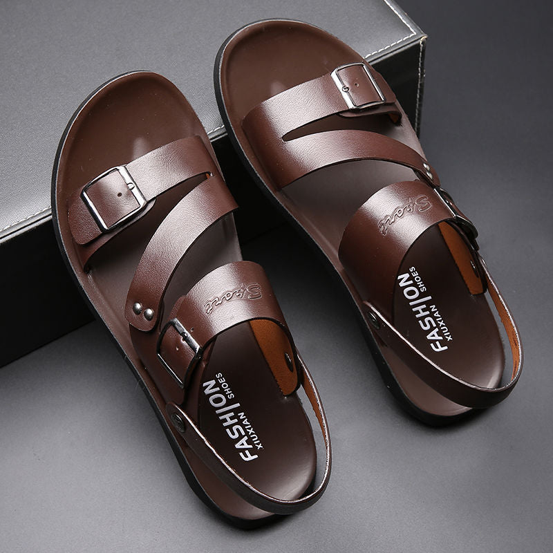 Tyler Sandales Homme – Sandales en Cuir Fendu avec Boucle Ajustable au Style Décontracté