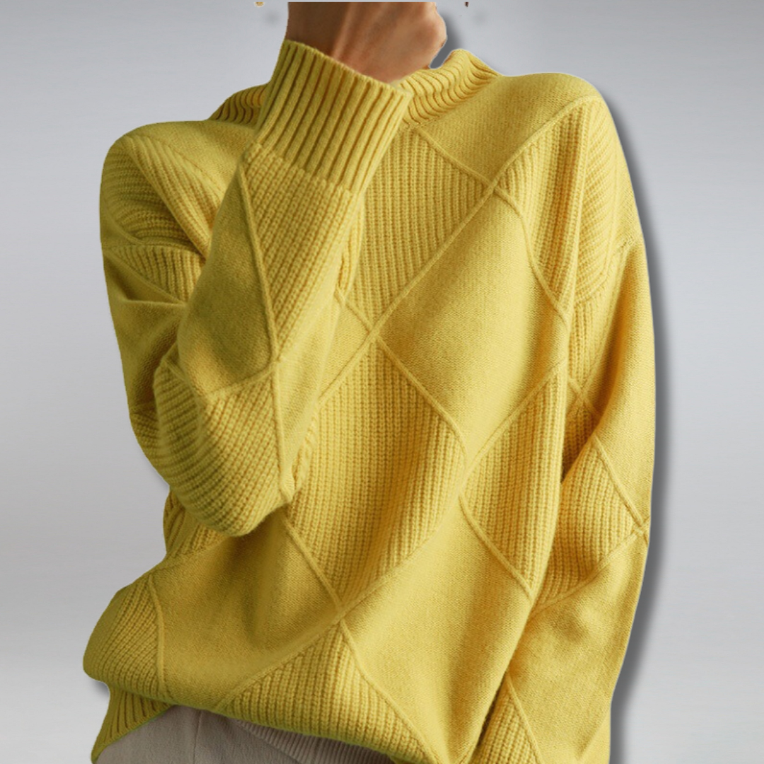 Laura Pull Femme en Cachemire – Col Roulé Élégant, Maille Douce & Style Intemporel