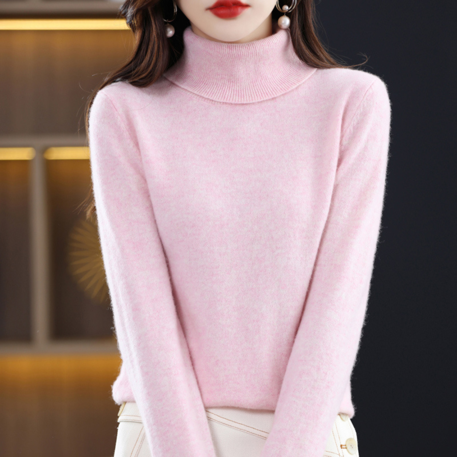 Olivia Pull Col Roulé Femme en Cachemire – Pull 100 % Cachemire Premium Doux et Élégant