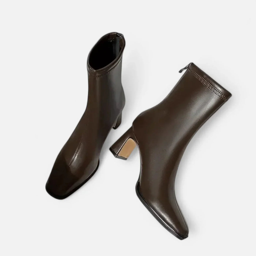 Grace Bottines Femme – Bottines à Talon Bloc avec Bout Carré et Doublure Confortable