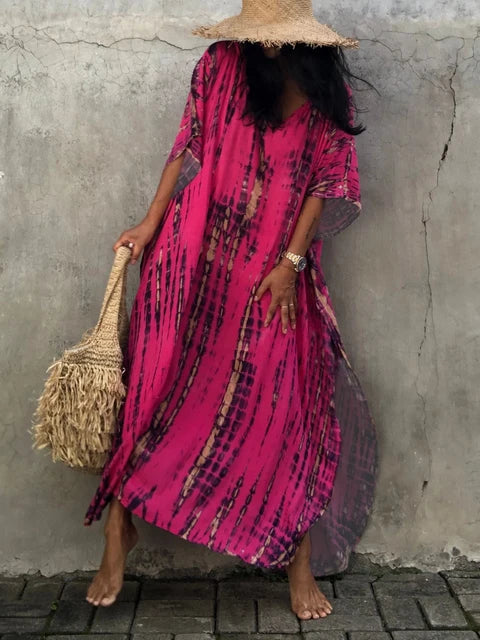 Vanessa Robe Caftan Longue Femme – Robe Maxi Fluide d'Été au Style Bohème Chic
