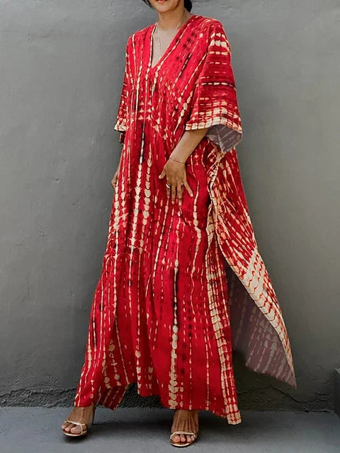 Vanessa Robe Caftan Longue Femme – Robe Maxi Fluide d'Été au Style Bohème Chic