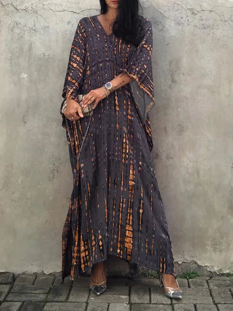 Vanessa Robe Caftan Longue Femme – Robe Maxi Fluide d'Été au Style Bohème Chic