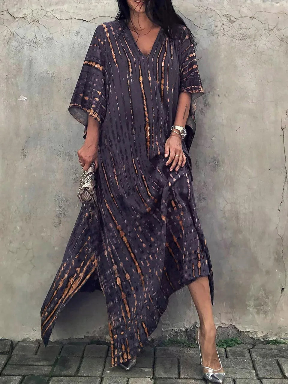 Vanessa Robe Caftan Longue Femme – Robe Maxi Fluide d'Été au Style Bohème Chic