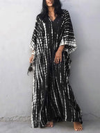 Vanessa Abito Caftano Lungo Donna – Abito Maxi Estivo Fluido in Stile Boho Chic