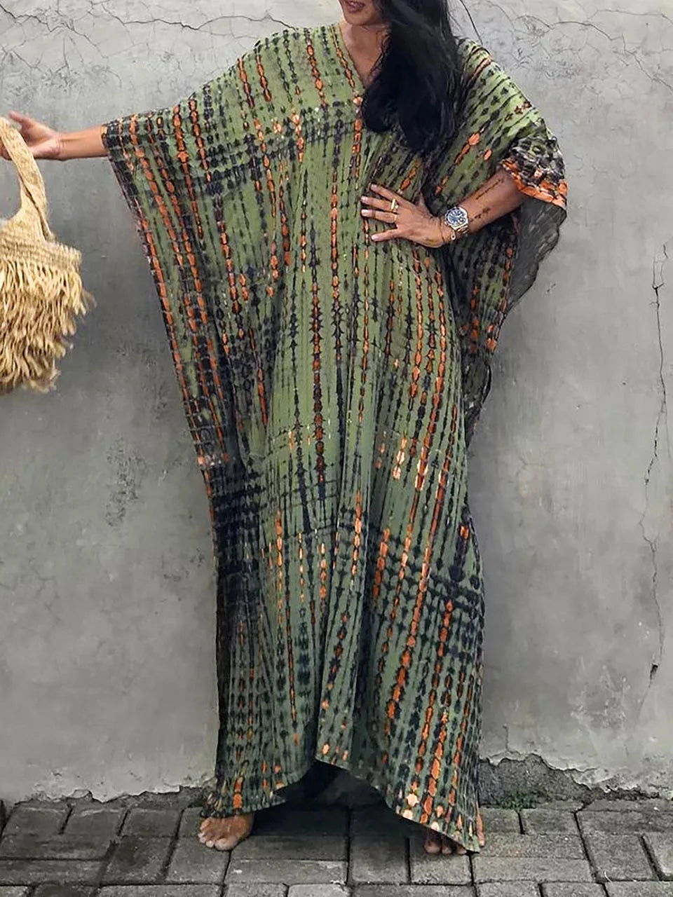Vanessa Robe Caftan Longue Femme – Robe Maxi Fluide d'Été au Style Bohème Chic
