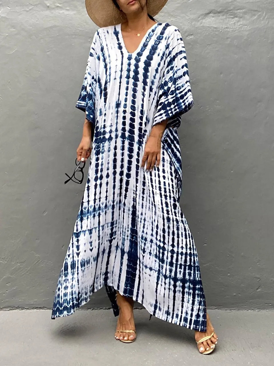 Vanessa Robe Caftan Longue Femme – Robe Maxi Fluide d'Été au Style Bohème Chic