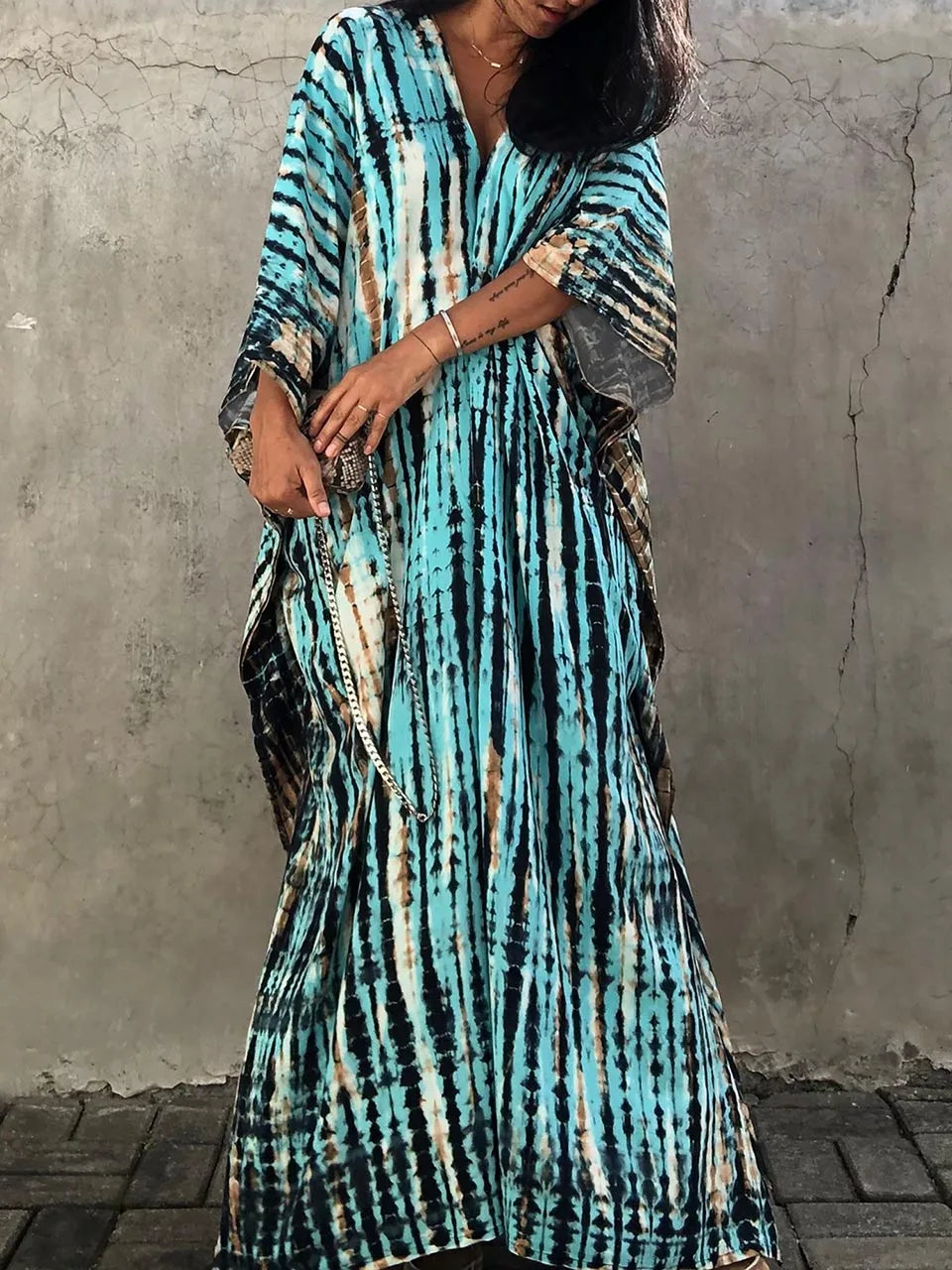 Vanessa Robe Caftan Longue Femme – Robe Maxi Fluide d'Été au Style Bohème Chic