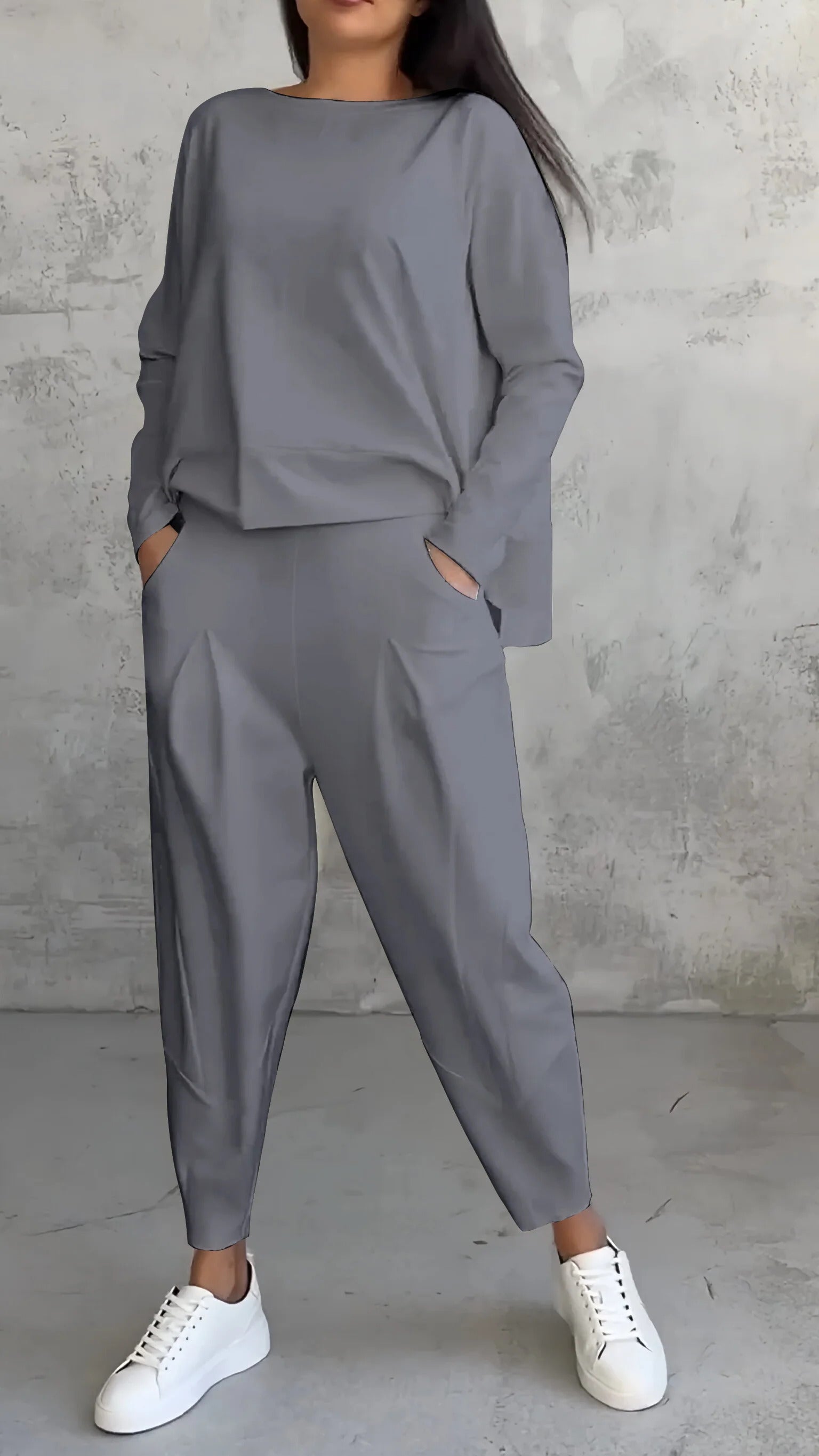 Morgan Ensemble Femme – Ensemble Élégant à Col Rond en Spandex Extensible & Confort Moderne