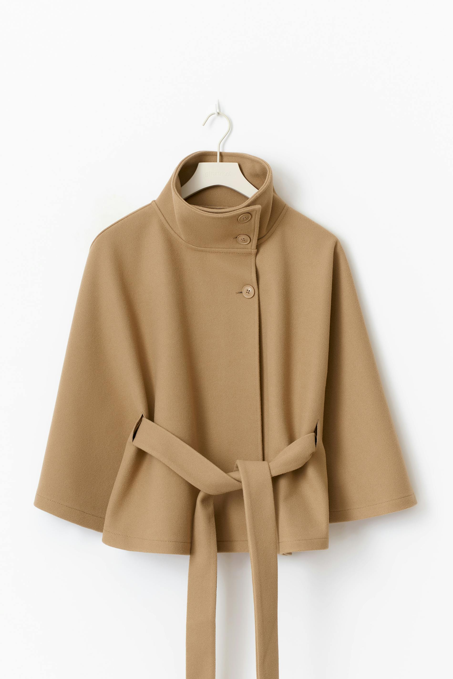 Adeline Manteau Femme en Laine – Manteau Long avec Col Montant, Ceinture Amovible et Coupe Élégante