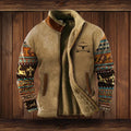 Bastien Veste Homme Style Western – Veste Doublée Polaire avec Motifs Ethniques et Chaleur Hivernale