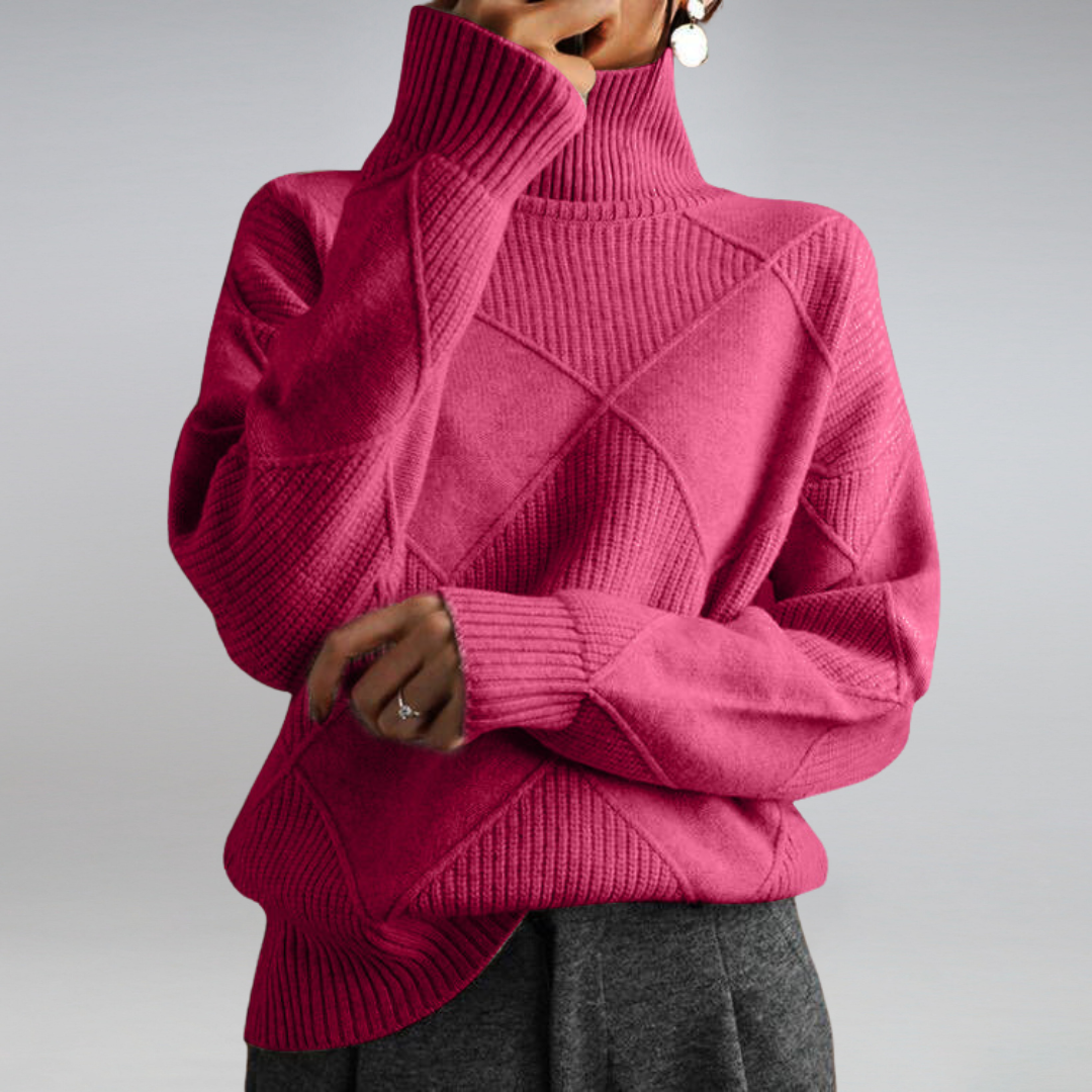 Laura Pull Femme en Cachemire – Col Roulé Élégant, Maille Douce & Style Intemporel