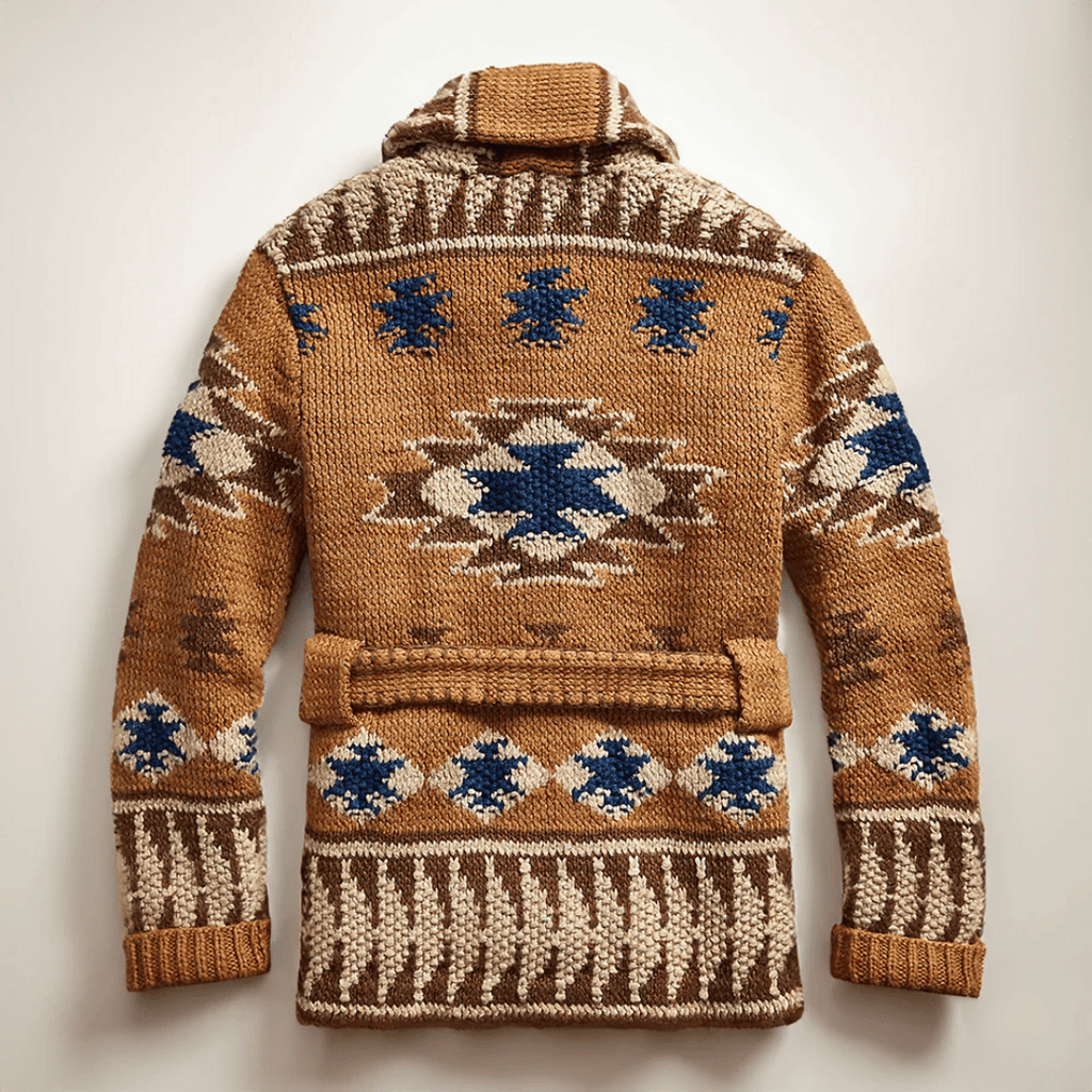 Spencer Cardigan Homme – Gilet Jacquard en Maille Douce au Style Inspiré de l'Ouest Américain