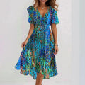Ella Robe Femme – Robe Fleurie Élégante avec Encolure Cache-Cœur, Manches Volantes & Coupe Fluide