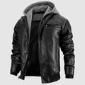 Caspian Veste Homme en Cuir – Blouson Moto Vintage avec Capuche et Fermeture Zippée