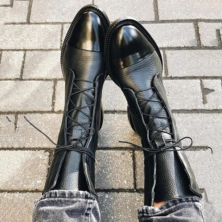 Hailey Bottes Femme en Cuir – Bottines Élégantes à Lacets avec Zip Latéral et Talon Confortable