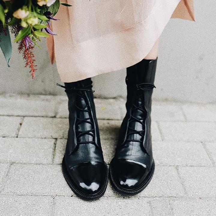Hailey Bottes Femme en Cuir – Bottines Élégantes à Lacets avec Zip Latéral et Talon Confortable