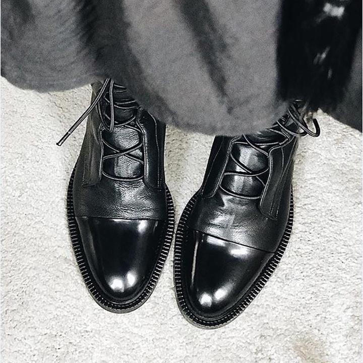 Hailey Bottes Femme en Cuir – Bottines Élégantes à Lacets avec Zip Latéral et Talon Confortable