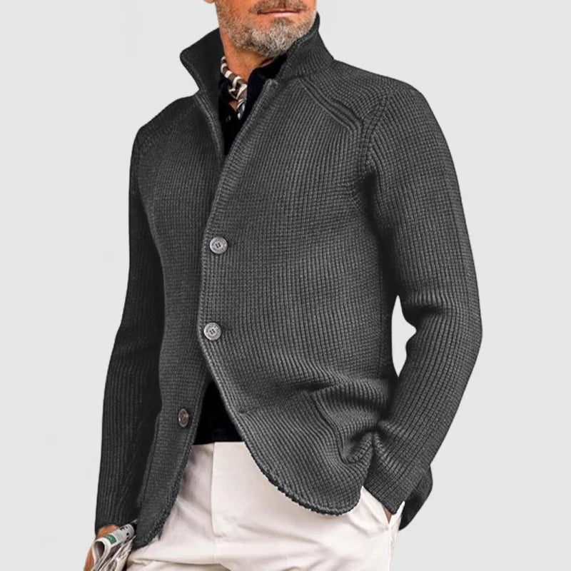 Jacob Veste Homme Élégante – Maille Texturée avec Col Montant & Coupe Moderne