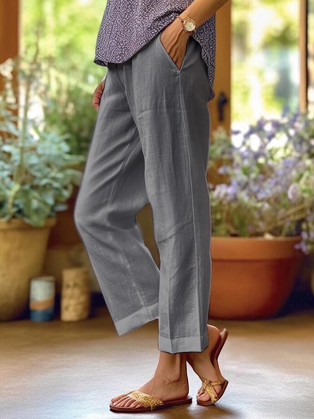 Brooke Pantalon Femme en Lin – Pantalon Ample et Léger avec Coupe Fluide pour l'Été