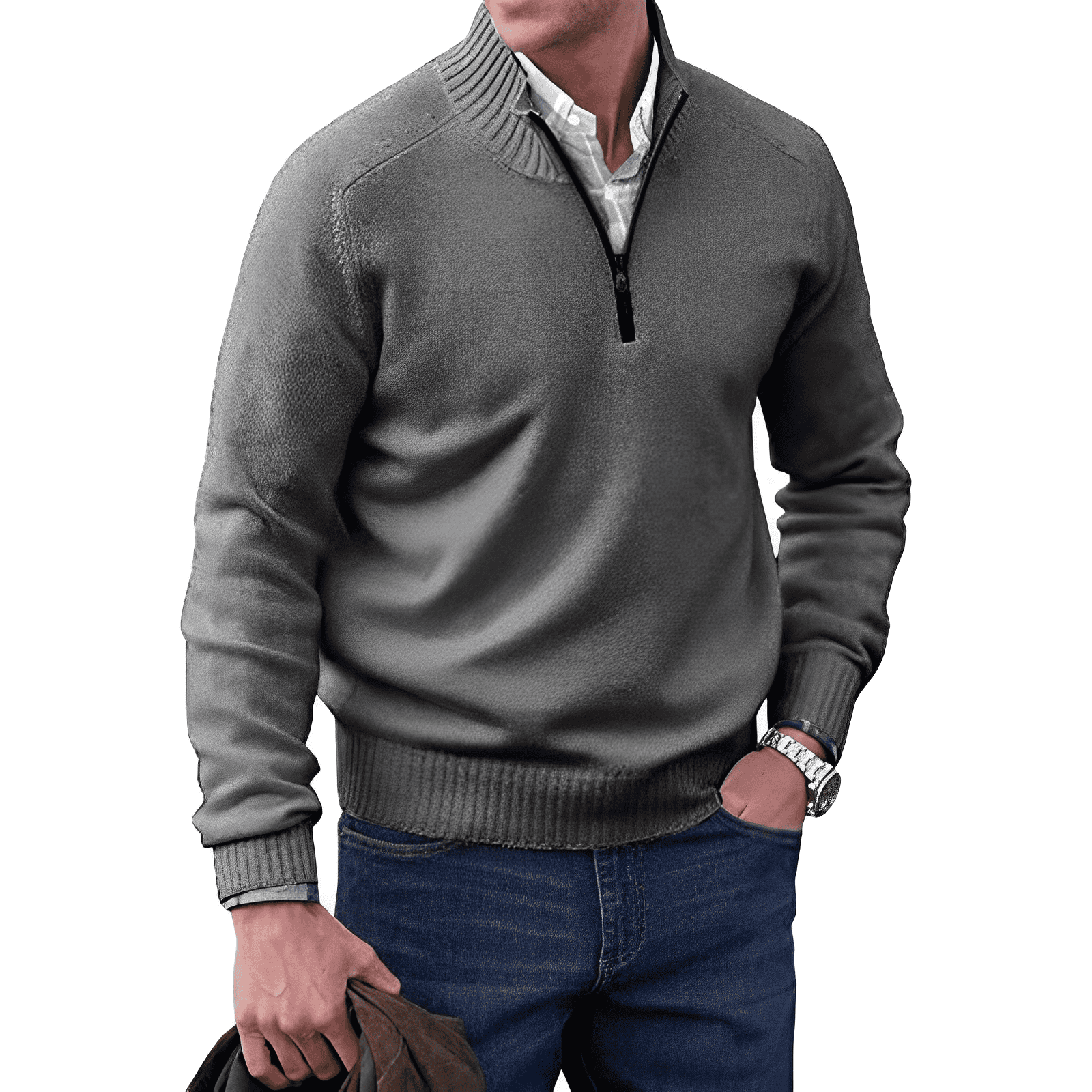 Jack Pull Homme – Pull Demi-Zip en Maille Douce avec Col Montant et Coupe Moderne