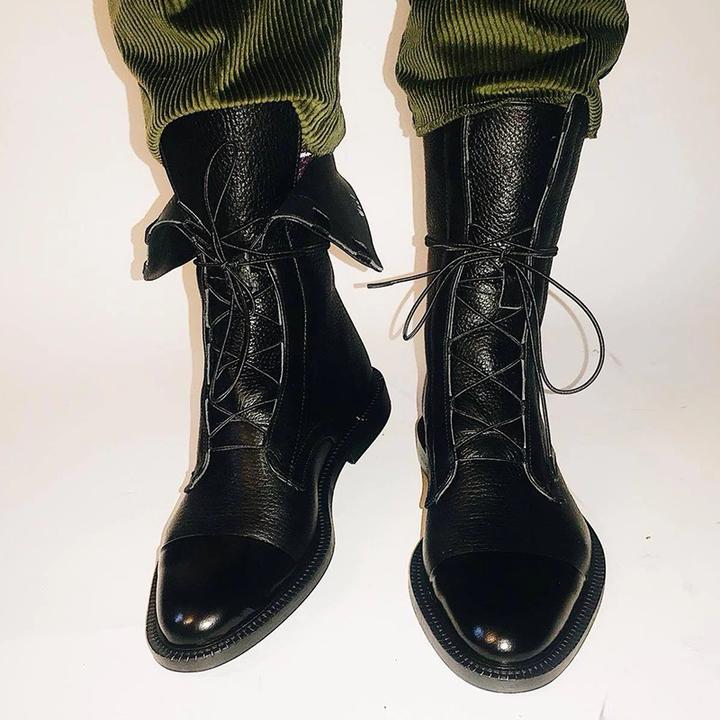 Hailey Bottes Femme en Cuir – Bottines Élégantes à Lacets avec Zip Latéral et Talon Confortable