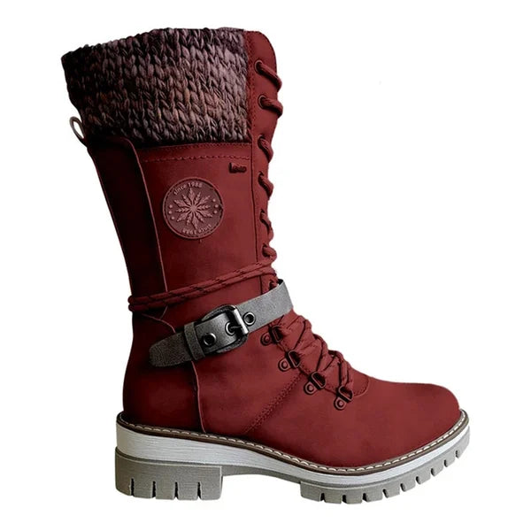 Emma Bottes Hautes Femme – Bottes d'Hiver à Lacets avec Doublure Chaude et Fermeture Zippée
