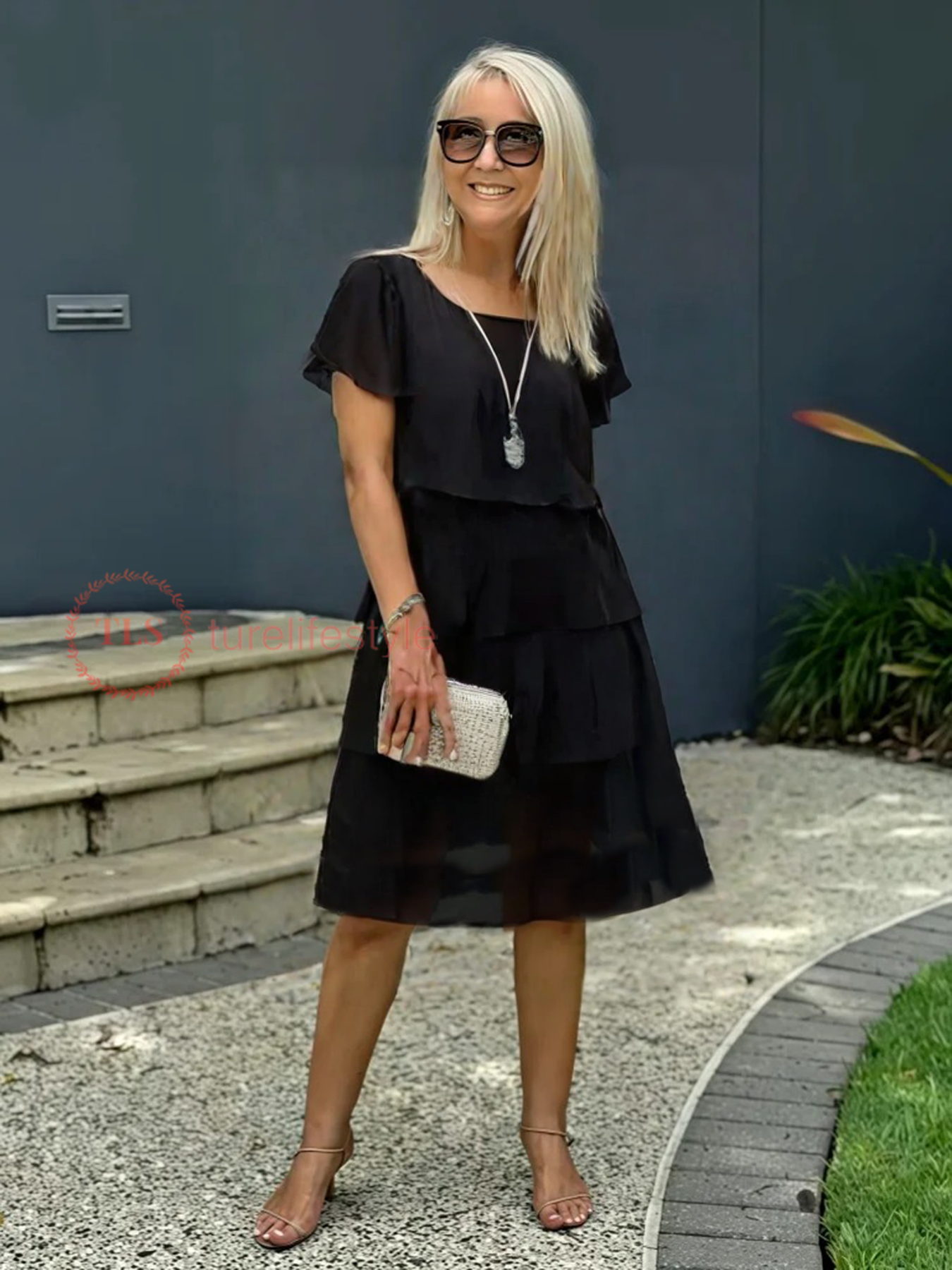 Whitney Robe Midi Femme – Robe en Chiffon Fluide avec Ourlet Asymétrique & Élégance Aérienne