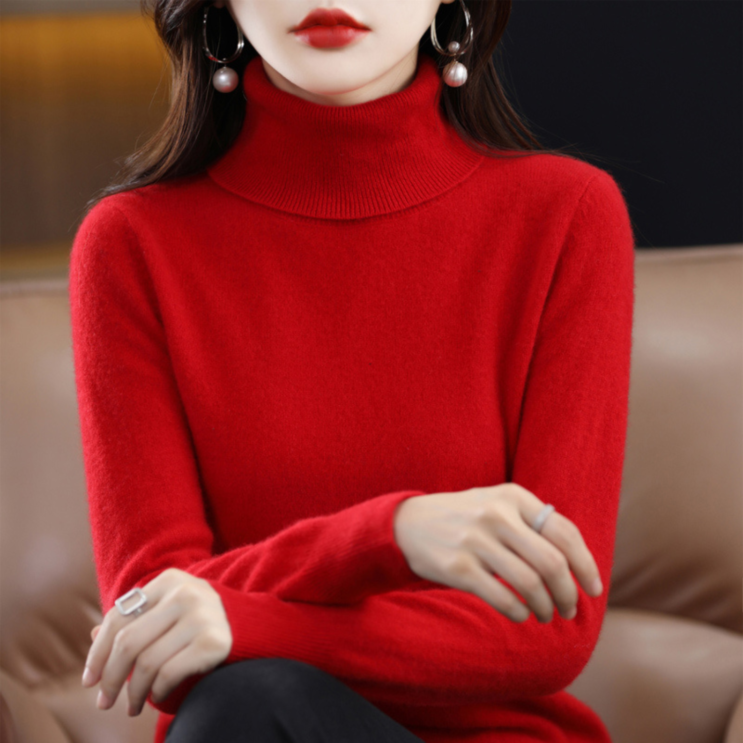 Olivia Pull Col Roulé Femme en Cachemire – Pull 100 % Cachemire Premium Doux et Élégant