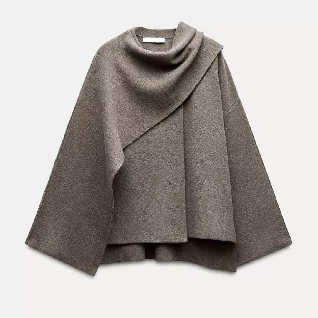 Colette Poncho Femme en Laine – Poncho Asymétrique Élégant avec Chaleur Douillette