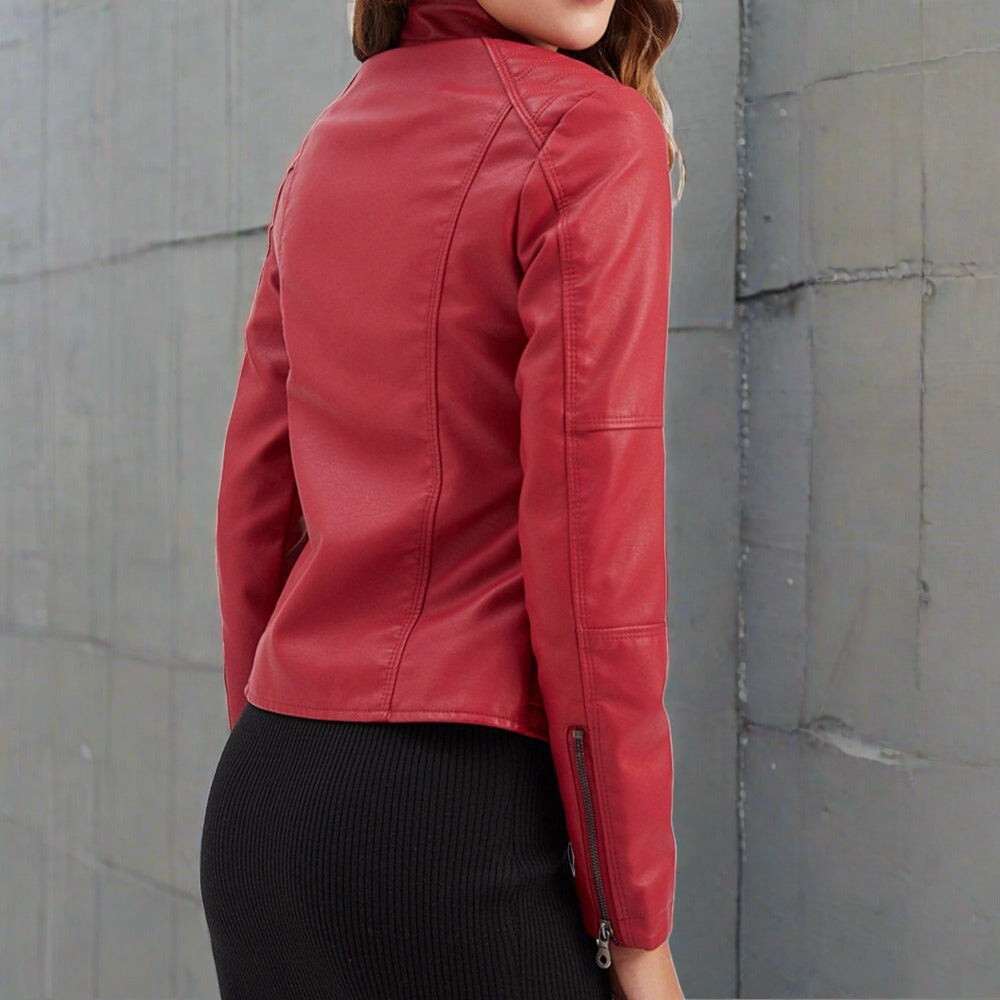 Vivica Veste Femme en Cuir – Veste Élégante avec Fermeture Zippée et Coupe Classique