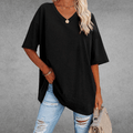 Natalie T-Shirt Oversize Femme – Col en V Élégant avec Coupe Ample et Tissu Respirant