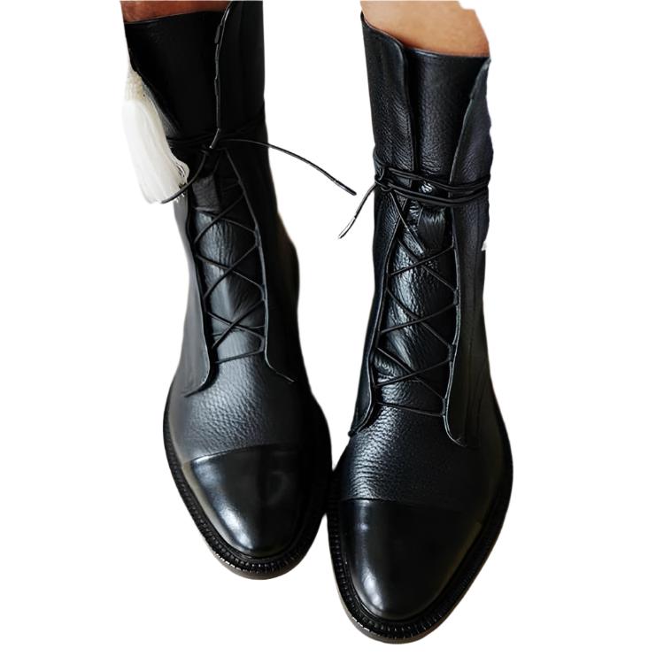 Hailey Bottes Femme en Cuir – Bottines Élégantes à Lacets avec Zip Latéral et Talon Confortable