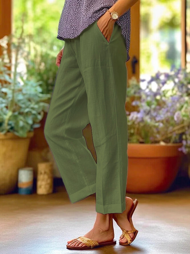 Brooke Pantalon Femme en Lin – Pantalon Ample et Léger avec Coupe Fluide pour l'Été