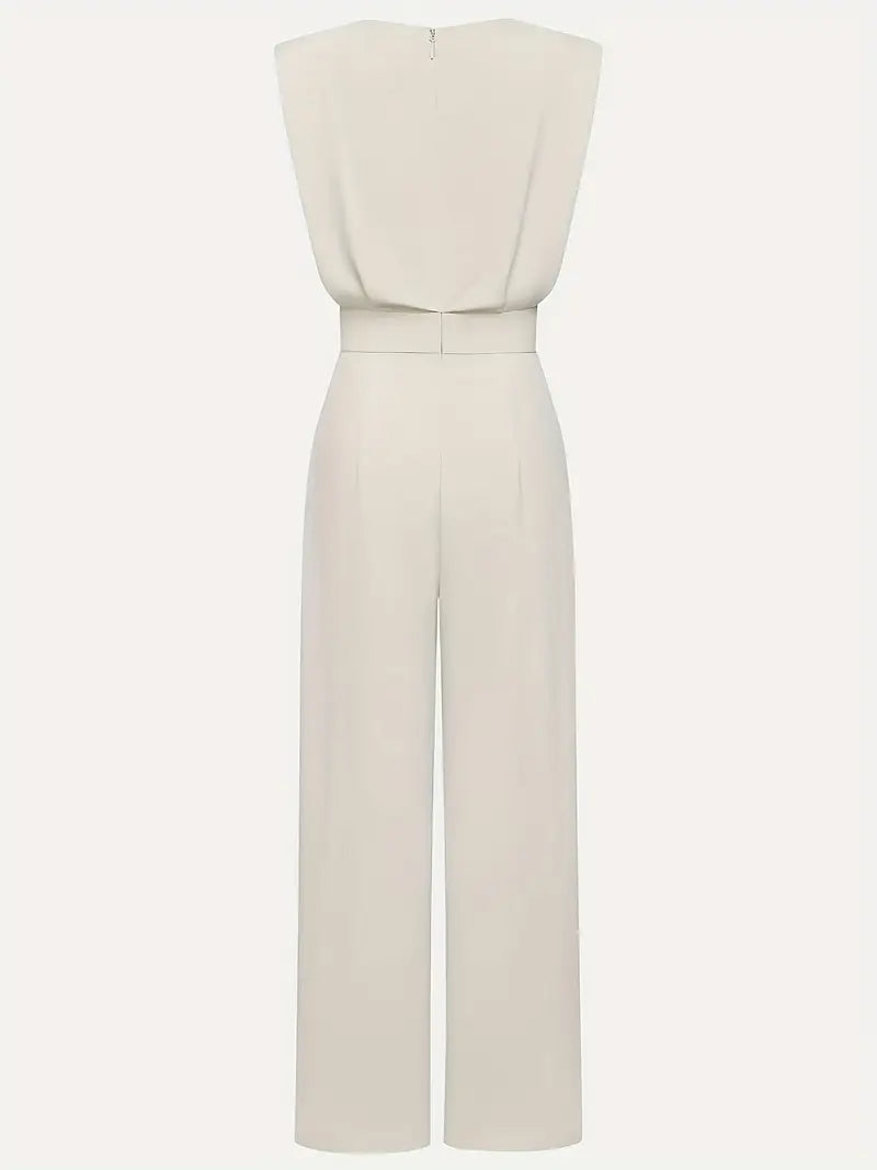 Camille Combinaison Femme – Jumpsuit Taille Haute à Jambes Droites en Tissu Léger Élégant