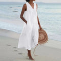 Lauren Robe d'Été Femme – Robe Élégante à Col en V avec Coupe Fluide et Style Intemporel