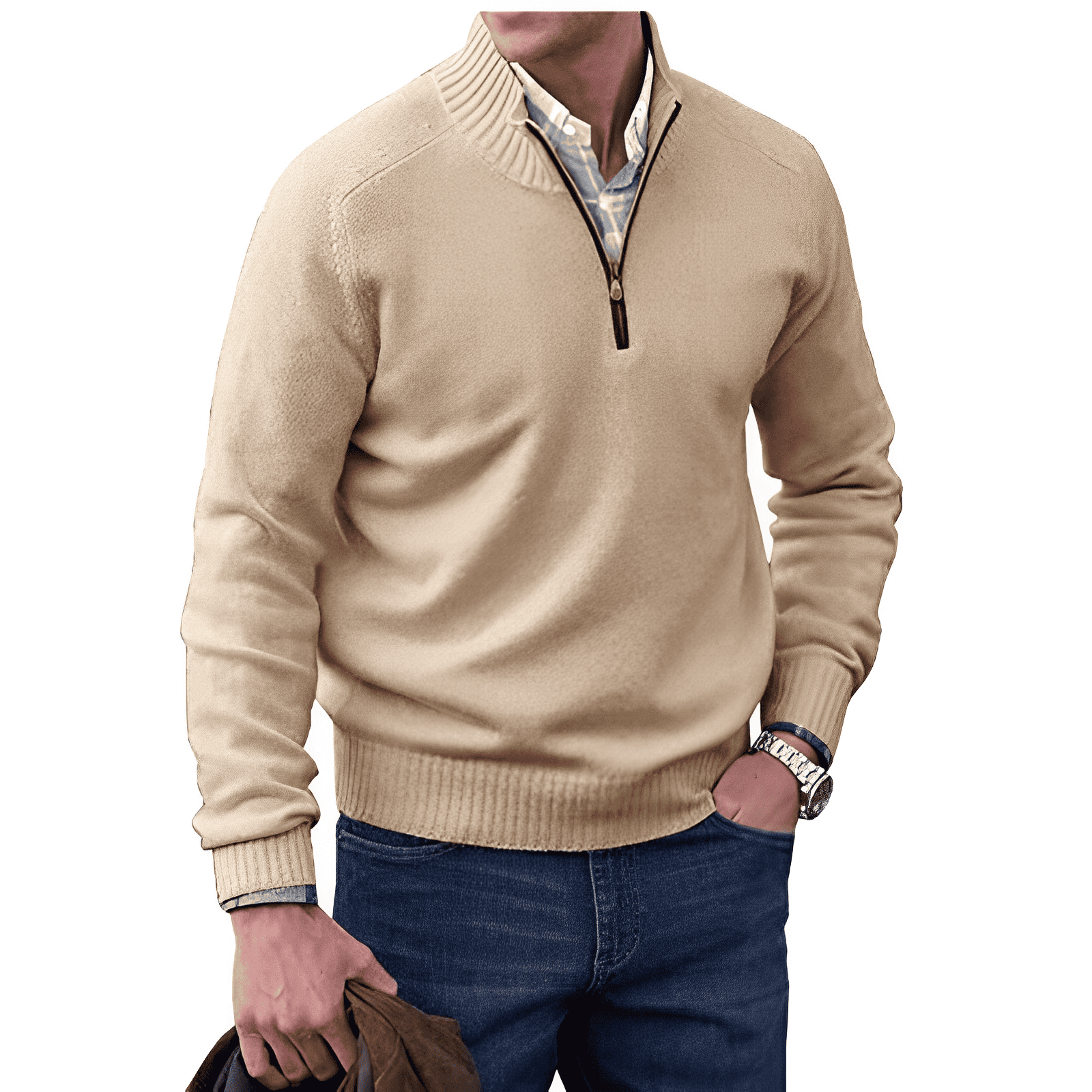 Jack Pull Homme – Pull Demi-Zip en Maille Douce avec Col Montant et Coupe Moderne