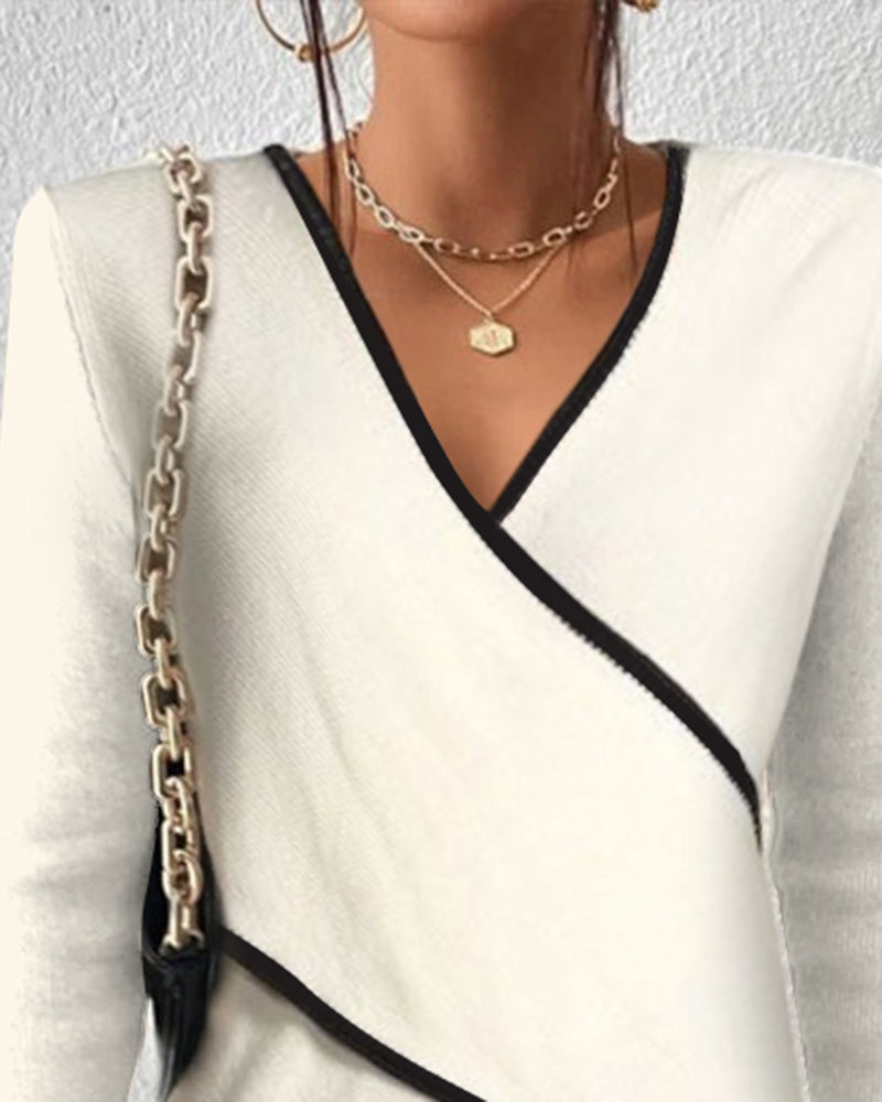Jersey Aurora de mujer con cuello de pico – Suéter elegante de punto suave con corte cómodo