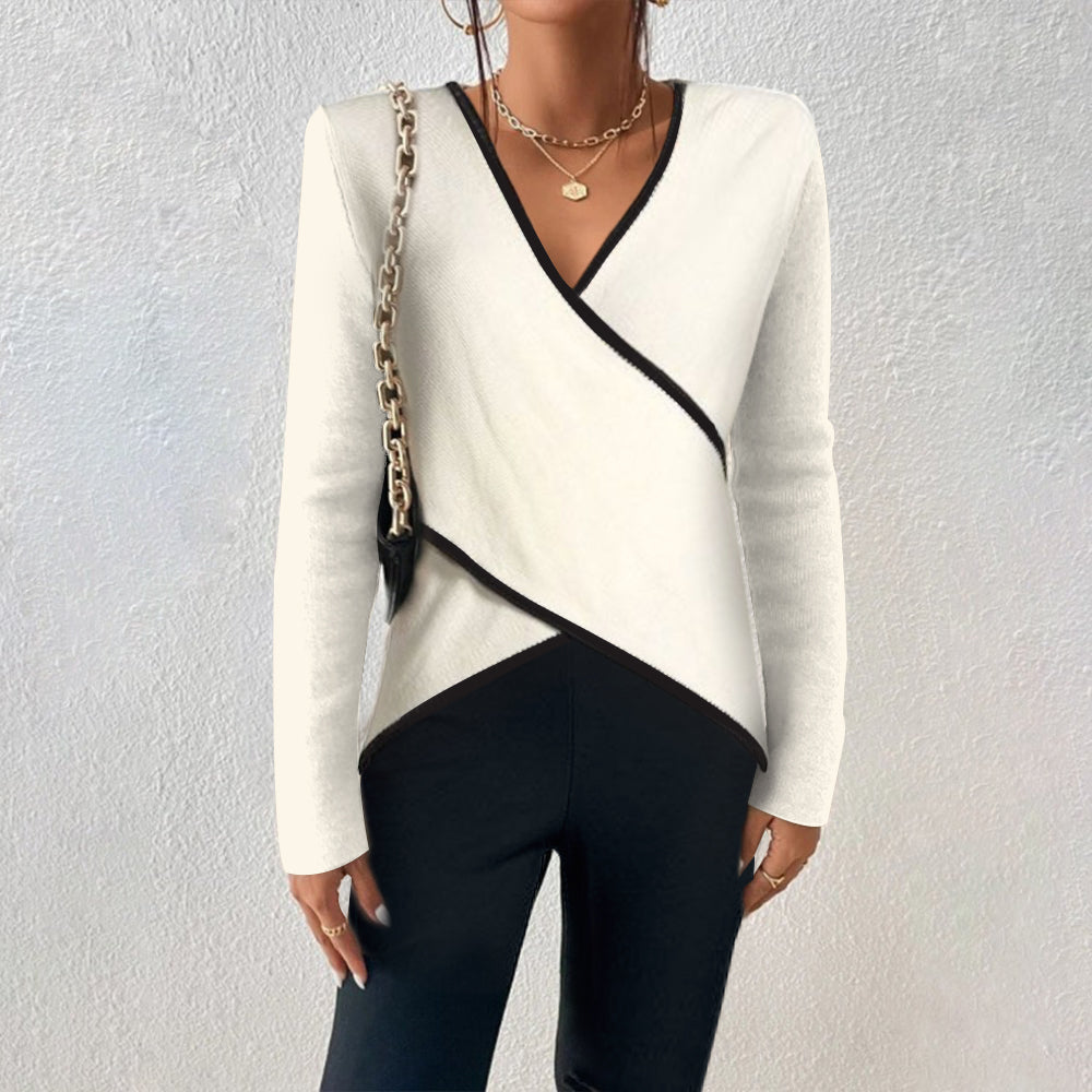 Aurora Pull Femme Col en V – Pull Élégant en Maille Douce avec Coupe Confortable